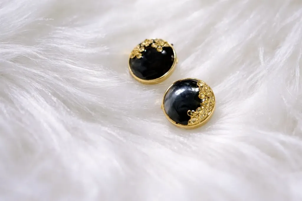 Elegant Black Stone Stud Earrings