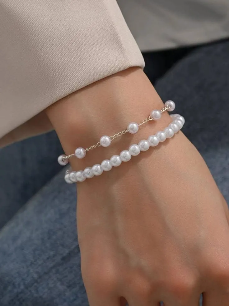 Trendy Double Layer Pearl Bracelet